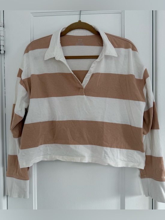 aerie Tops - Aerie Sporty Prep Rugby Polo Crop Sz M